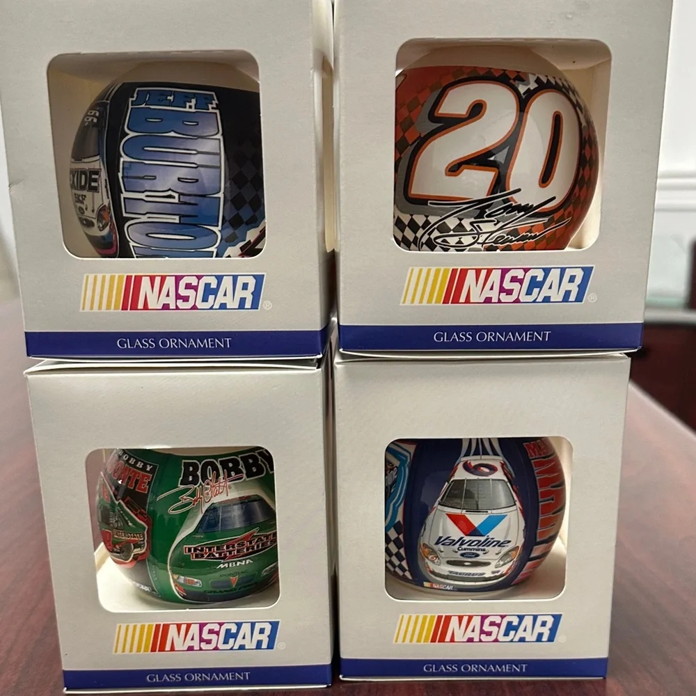 Set of 4 NASCAR Glass Ornaments - Picture 2 of 3